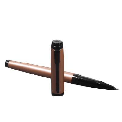 9000032909 Parker Ambient Rose Gold Black Metal Trim Rollerball Pen