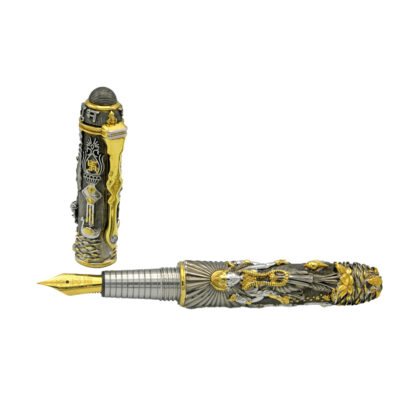 TPL Goddess Laxmi Fountain Pen - Oxidized Silver & Gold Plated Elegant & Collectible