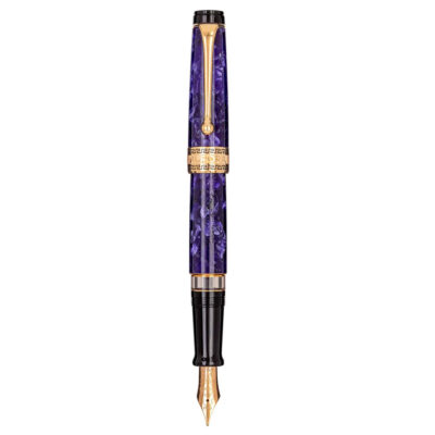 Aurora Optima Fountain Pen in Purple with 14K Gold Nib and Gold Trim