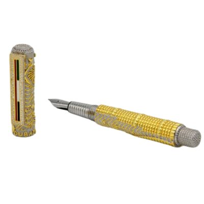 TPL Bespoke Dubai Fountain Pen – Silver & Gold Plated | Luxury Collectible