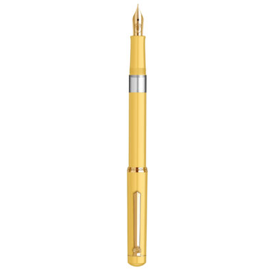 Scrikss 419 Legendary  Fountain Ink Pen  Medium Nib  Gold Plated  Glossy Yellow Barrel