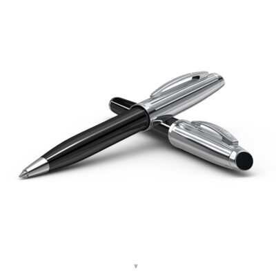 Scrikss  Oscar 39  Ballpoint Pen  Black Chrome  Chrome Trims  Twist Mechanism