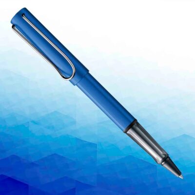 Lamy AL-Star Rollerball Pen Ocean Blue with anodized aluminum body and translucent grip.
